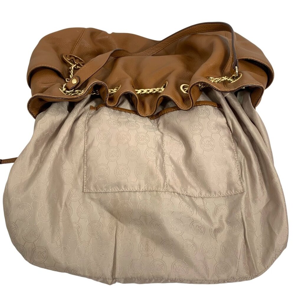 MICHAEL KORS Jet Set Chain Ring Large Tan Brown Leather Shoulder Tote Bag - Picture 11 of 14